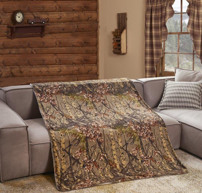 The Woods Natural Flannel Sherpa Throw