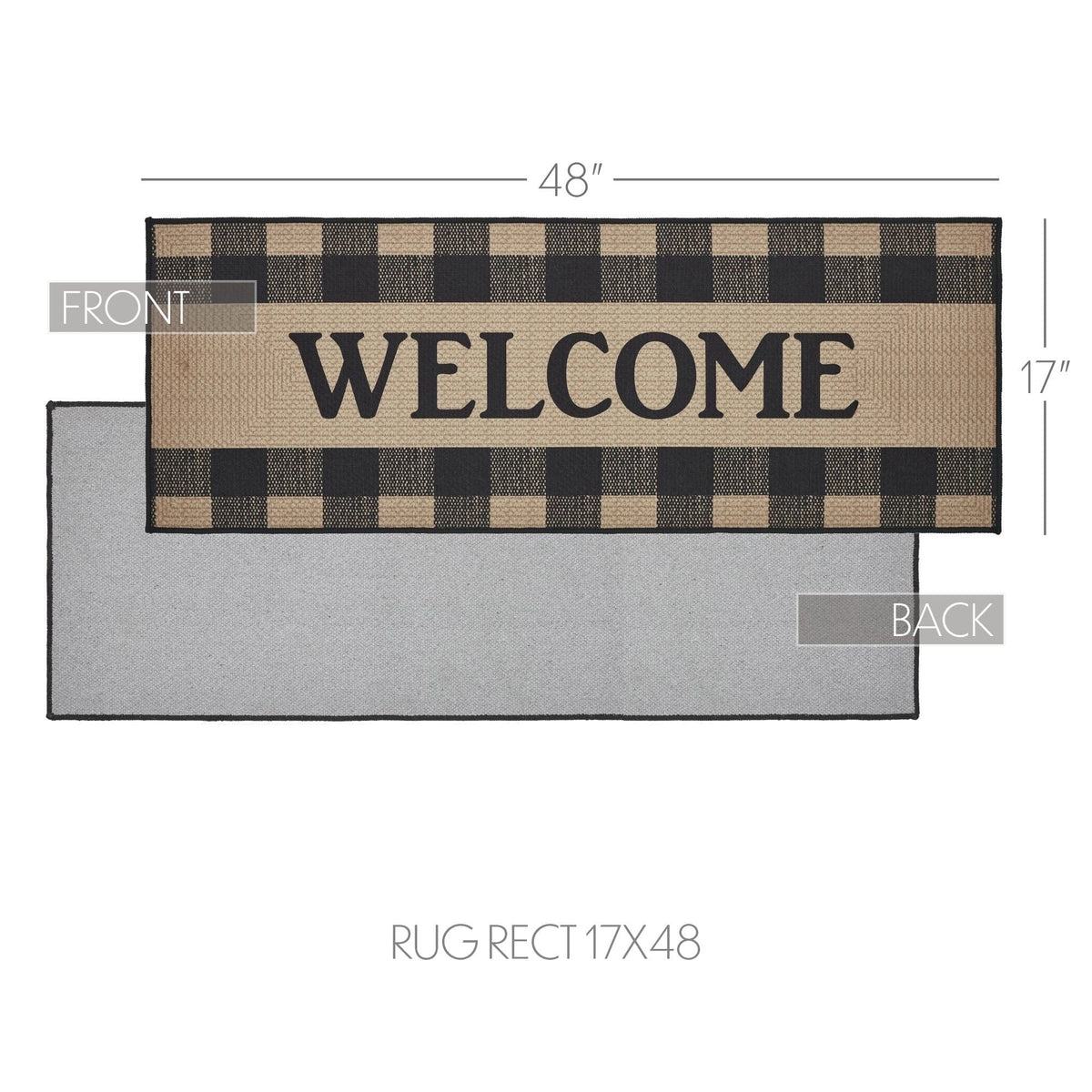 Welcome Rug Foot Black & Tan 48