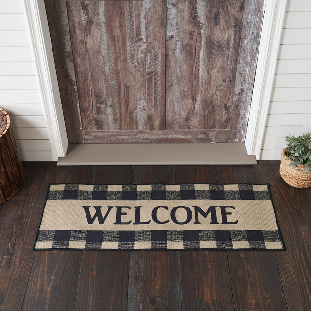 Welcome Rug Foot Black & Tan 48
