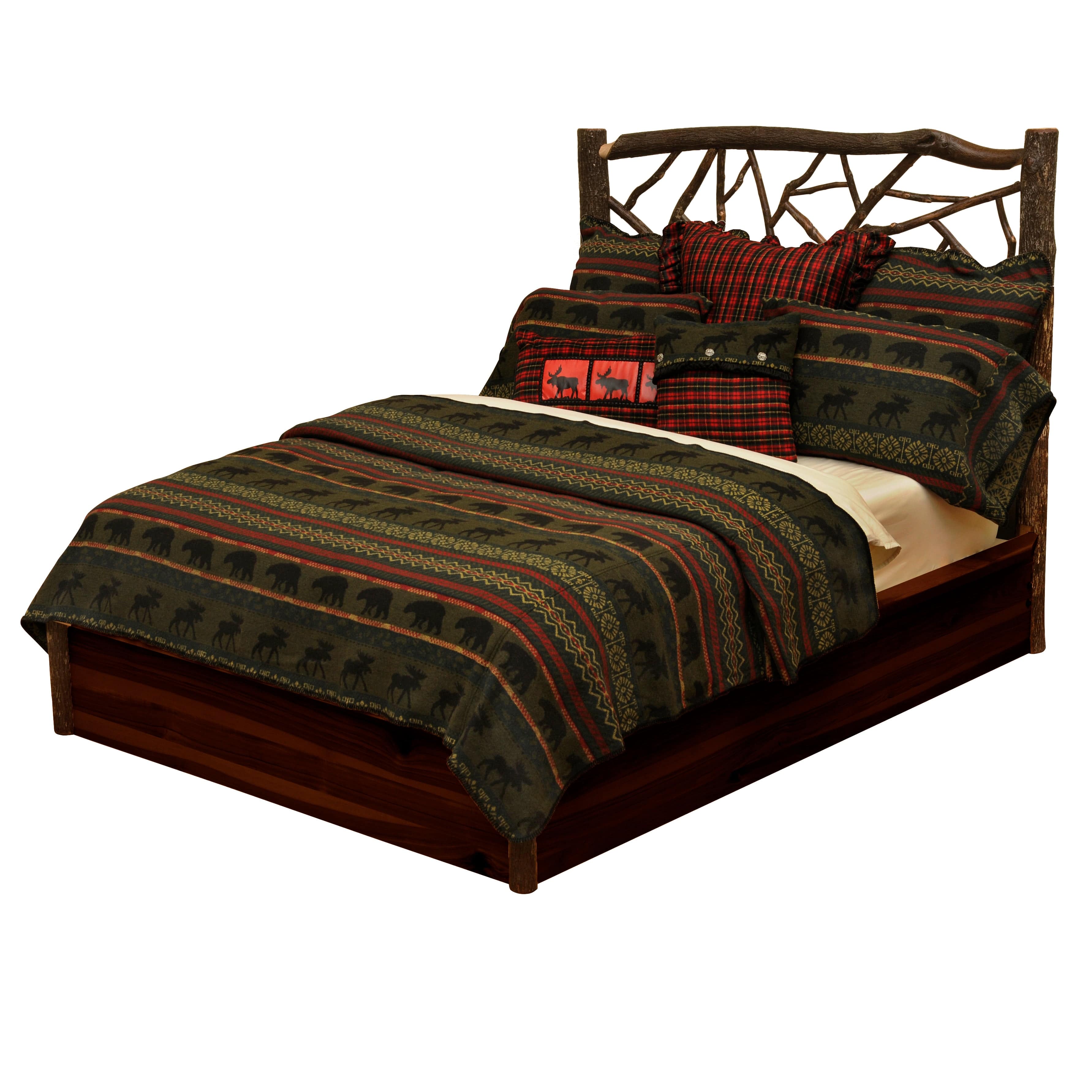 Cabin Place Hickory Log Twig Platform Bed