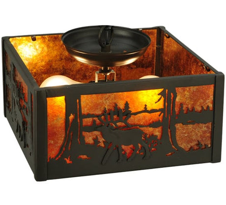Wooded Elk 10.25" Square Flushmount