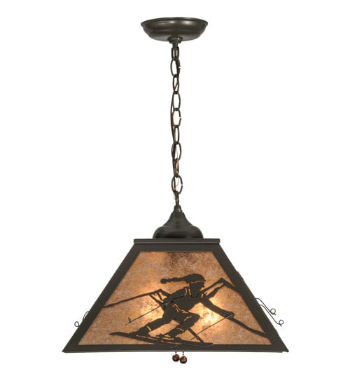 Downhill Ski 16" Square Pendant