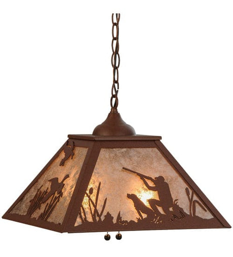 Quail Hunt 16" Square Pendant