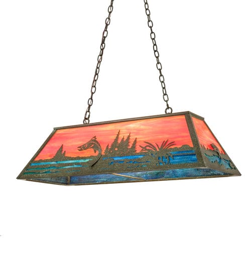 Jumping Trout 42" Oblong Pendant