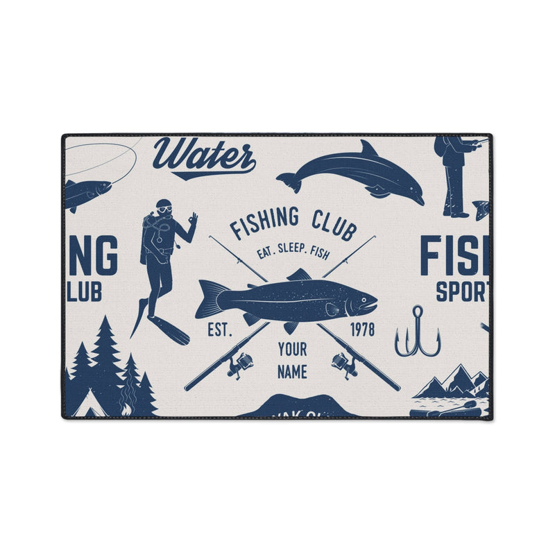 Fishing Club Collage Non-Slip Rug