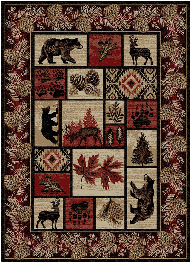 Red Animal Rug Wildlife Woods Red Area Rug – The Cabin Place