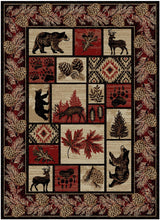 Wildlife Woods Red Area Rug