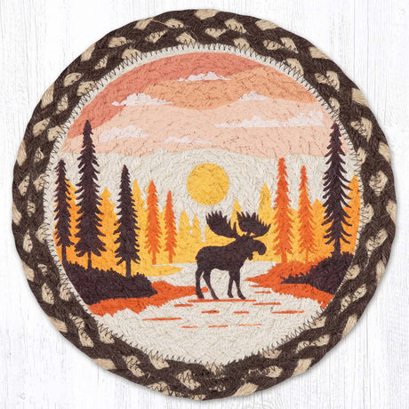 Autumn Crossing Moose Printed Round Trivet