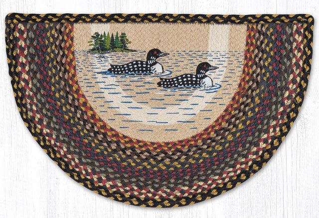 Lake Scene Loon Patch Printed Slice Rug