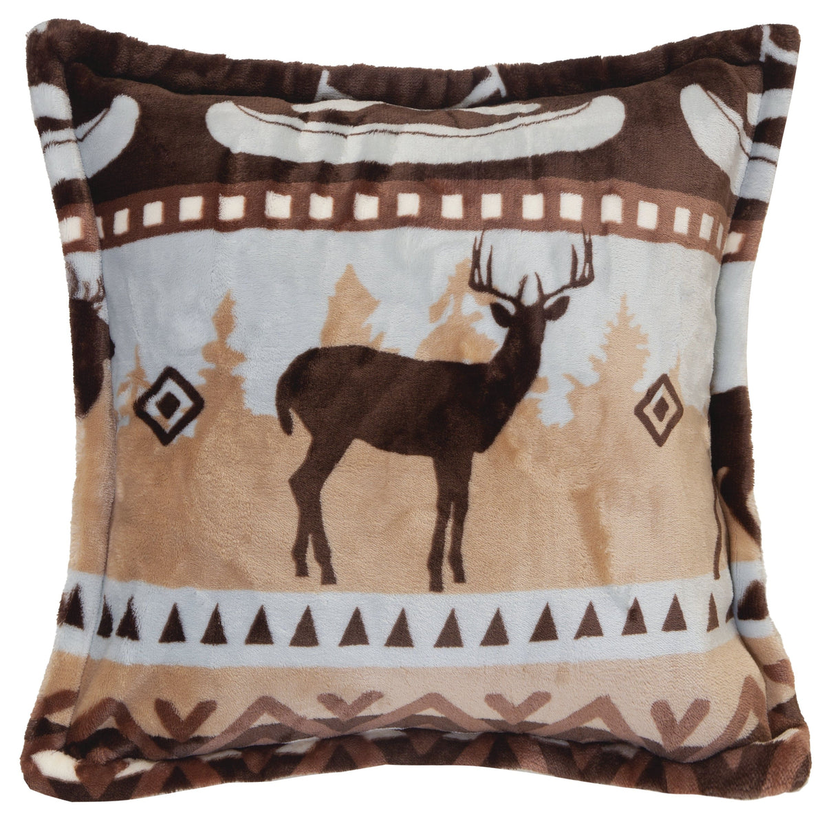 Lake Buck Brown Plush Sherpa Pillow