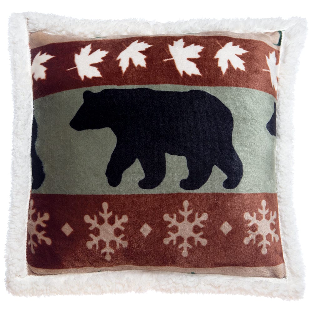 Big Sky Winter Bear Mint Plush Sherpa Pillow