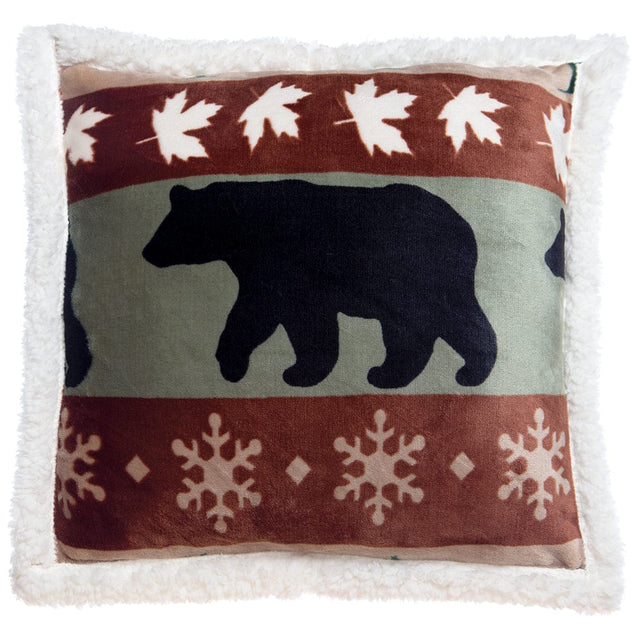 Big Sky Winter Bear Mint Plush Sherpa Pillow