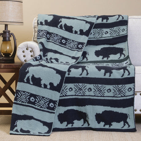 Roaming Buffalo Blues Stretchy Throw