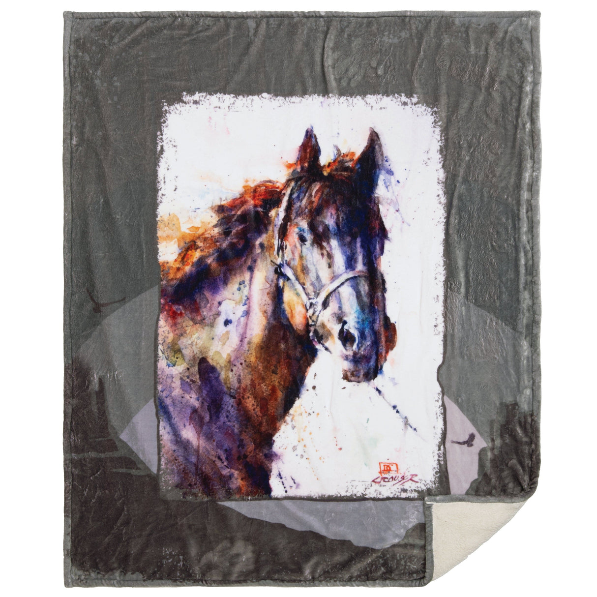 Rainbow Horse Plush Sherpa Throw