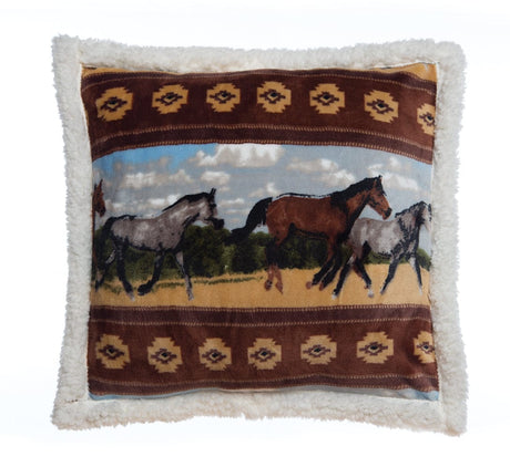 Prairie Horses Plush Sherpa Pillow