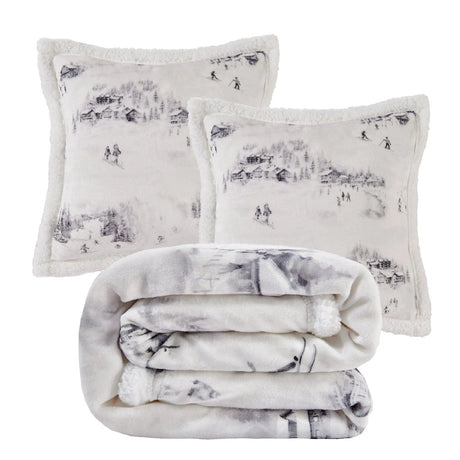 Ski Slopes Sherpa Throw Set