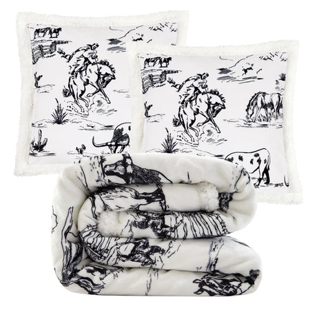 Ranch Sketches Sherpa Throw Set
