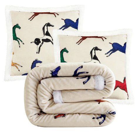 Horse Dance Sherpa Throw Set