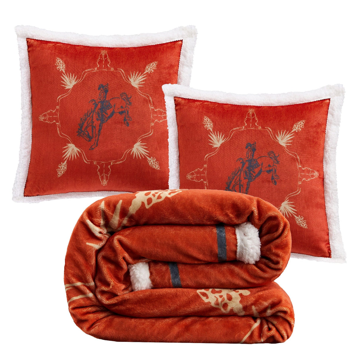 Lubbock Bronco Sherpa Throw Set