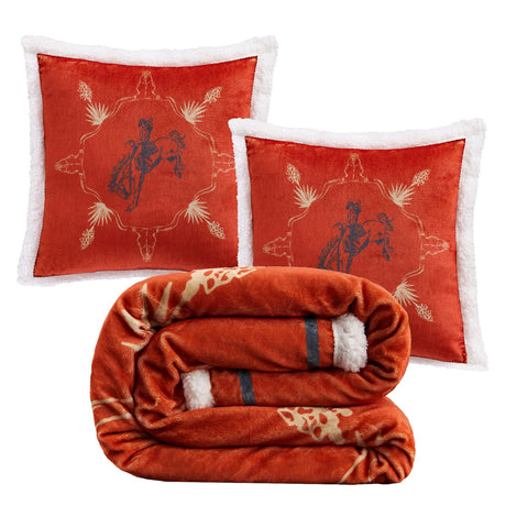 Lubbock Bronco Sherpa Throw Set