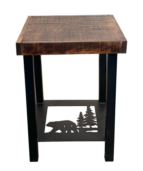Rough Stain Bear Scene End Table