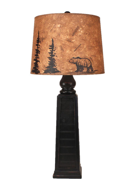Vintage Black Pyramid Pot Bear Table Lamp
