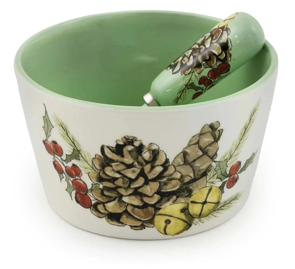 Pine & Bells Bowl & Spreader Set