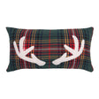 Christmas Plaid Green Antler Pillow