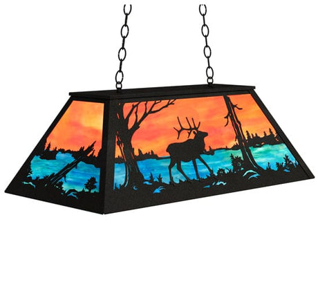 Wooded Elk 33" Oblong Pendant