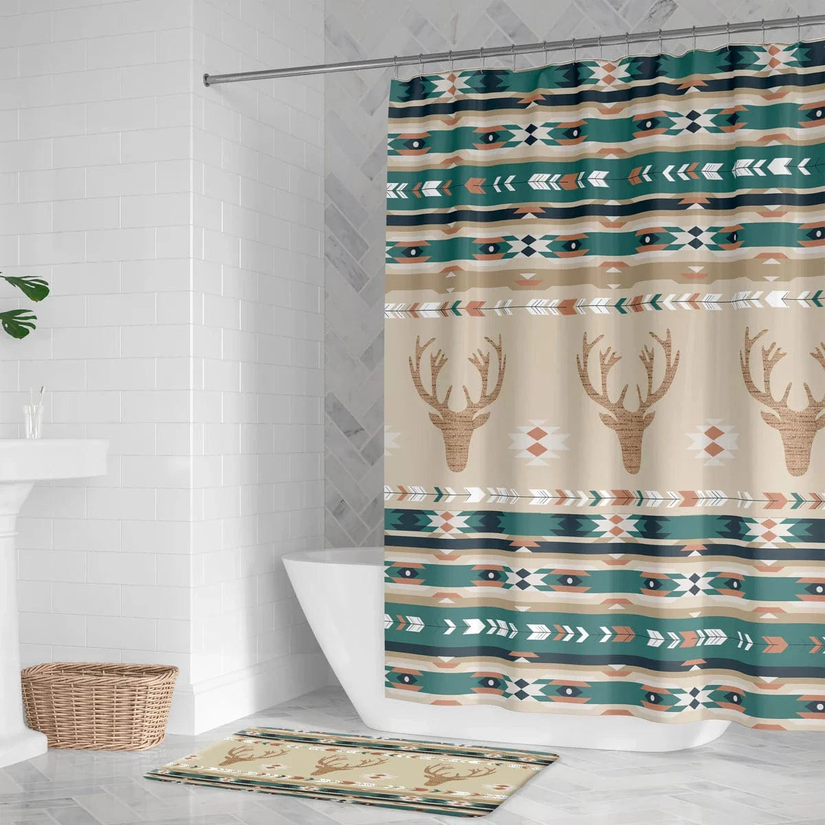 Canyon Echo Green Deer Shower Curtain