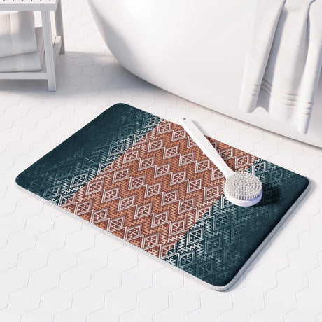 Cactus Nights Dark Cyan Green Memory Foam Rug