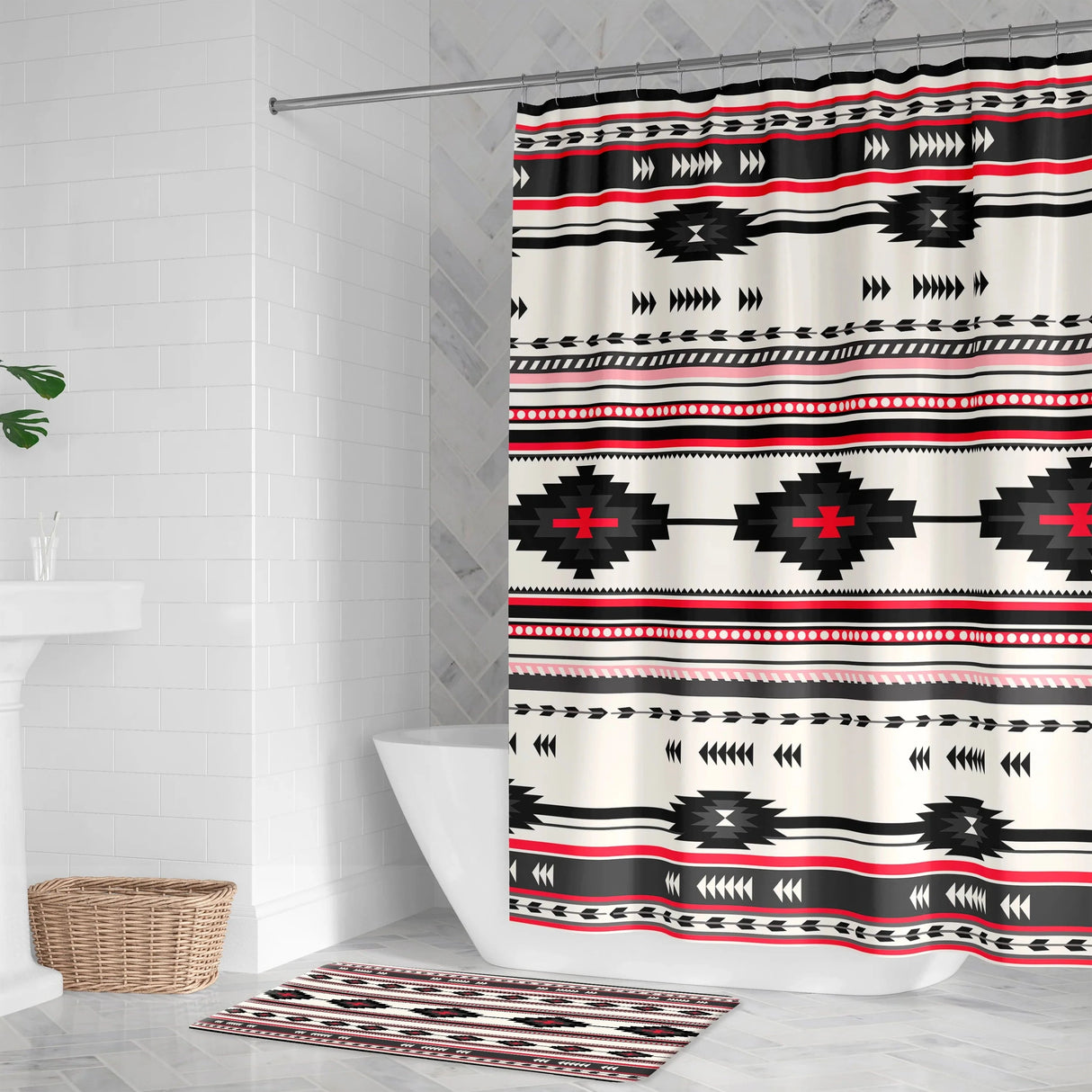 Painted Spirit Red Shower Curtain