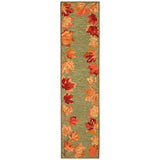 Border Leaves Moss Green Area Rug