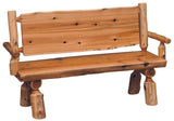 Cedar Log Bench With Arms
