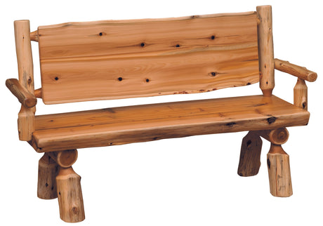 Cedar Log Bench With Arms