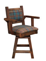 Barnwood Colonial Swivel Barstool With Arms