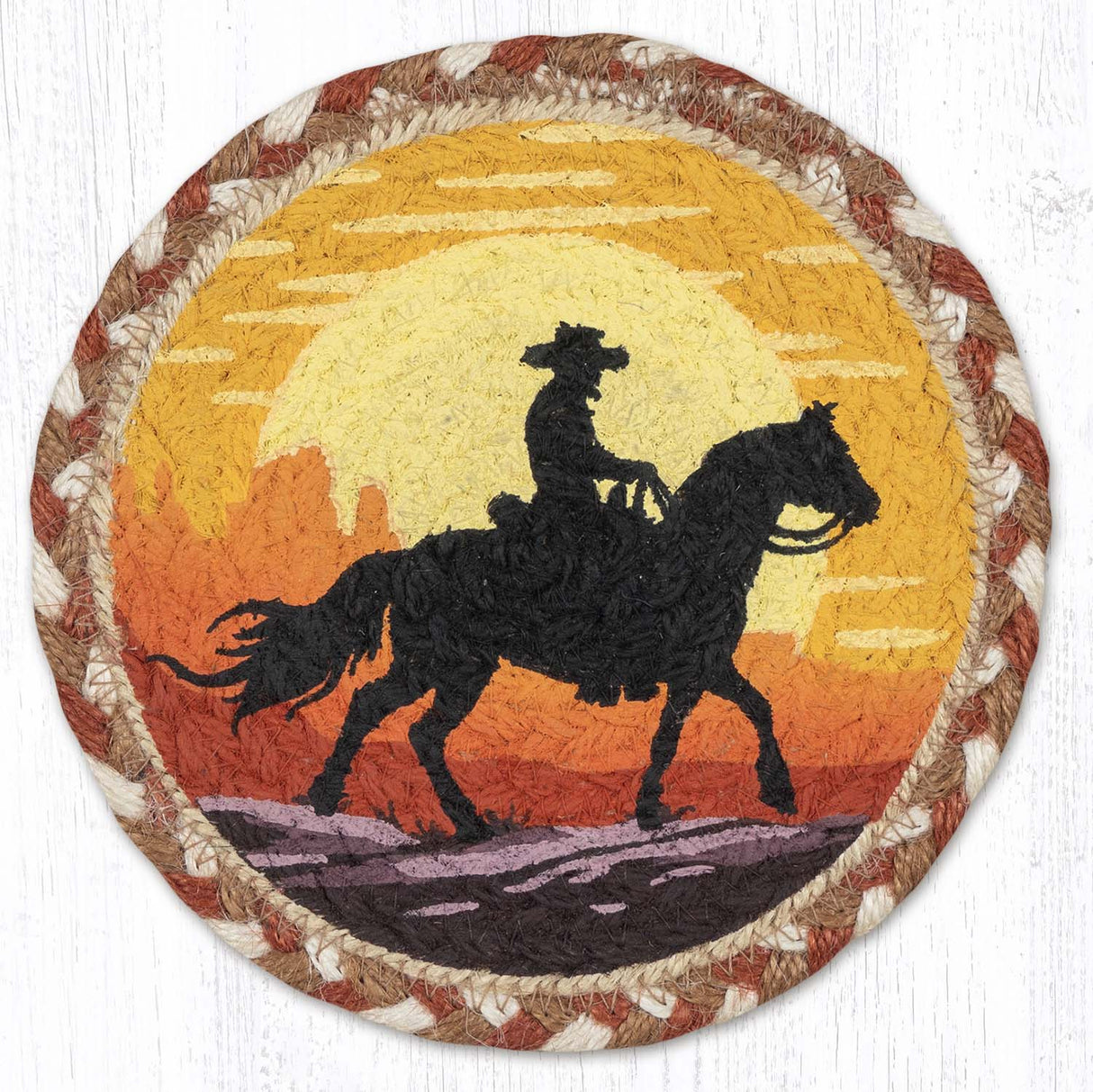 Cowboy Sunset Round Large Coaster