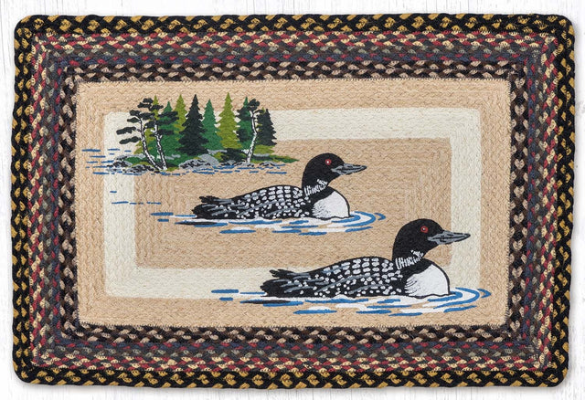 Lake Scene Loon Oblong Patch Rug