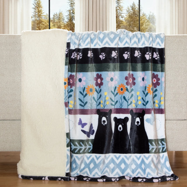 Garden Bears Plush Throw