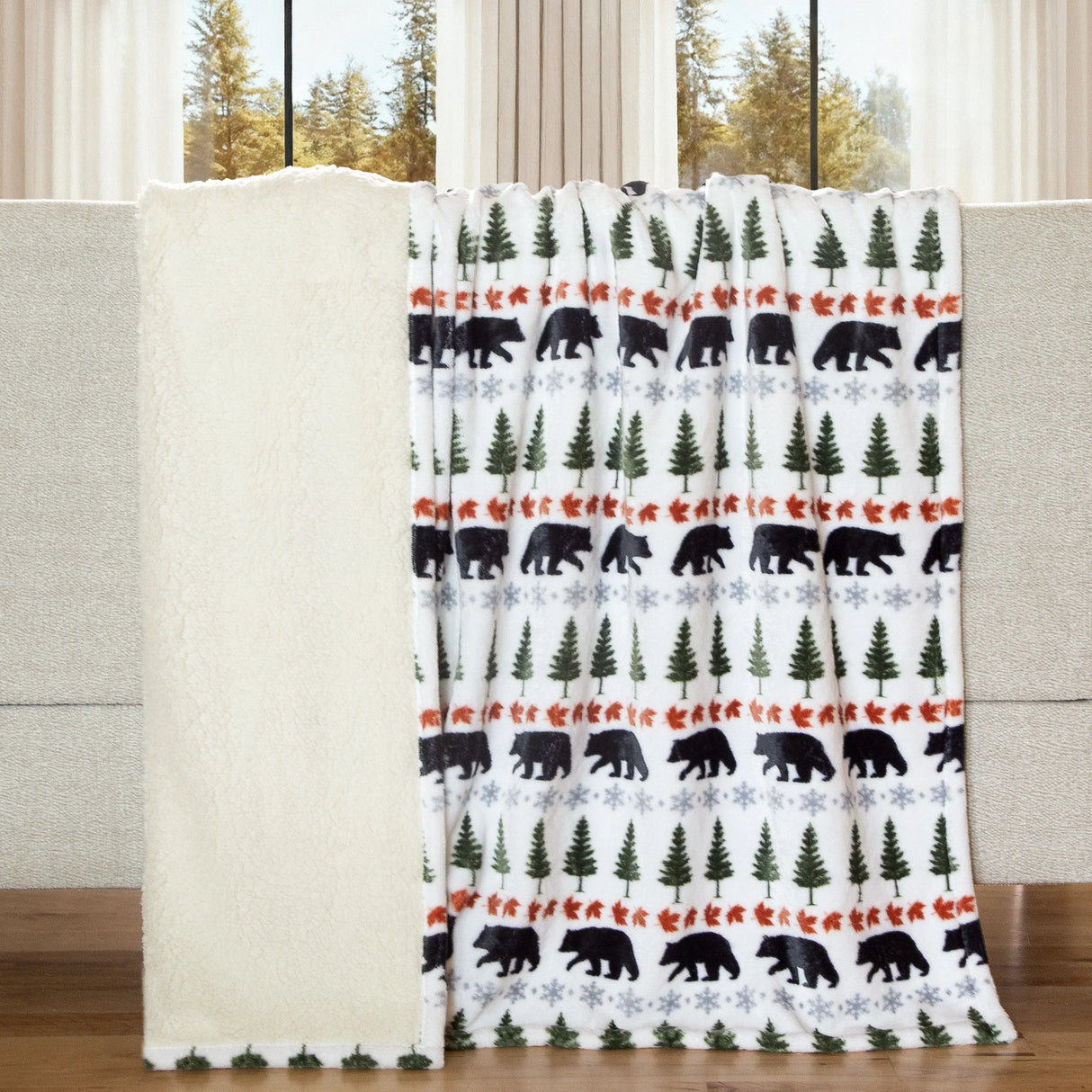 Snowcap Bear Plush Throw