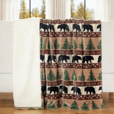 Pine & Bear Plush Throw