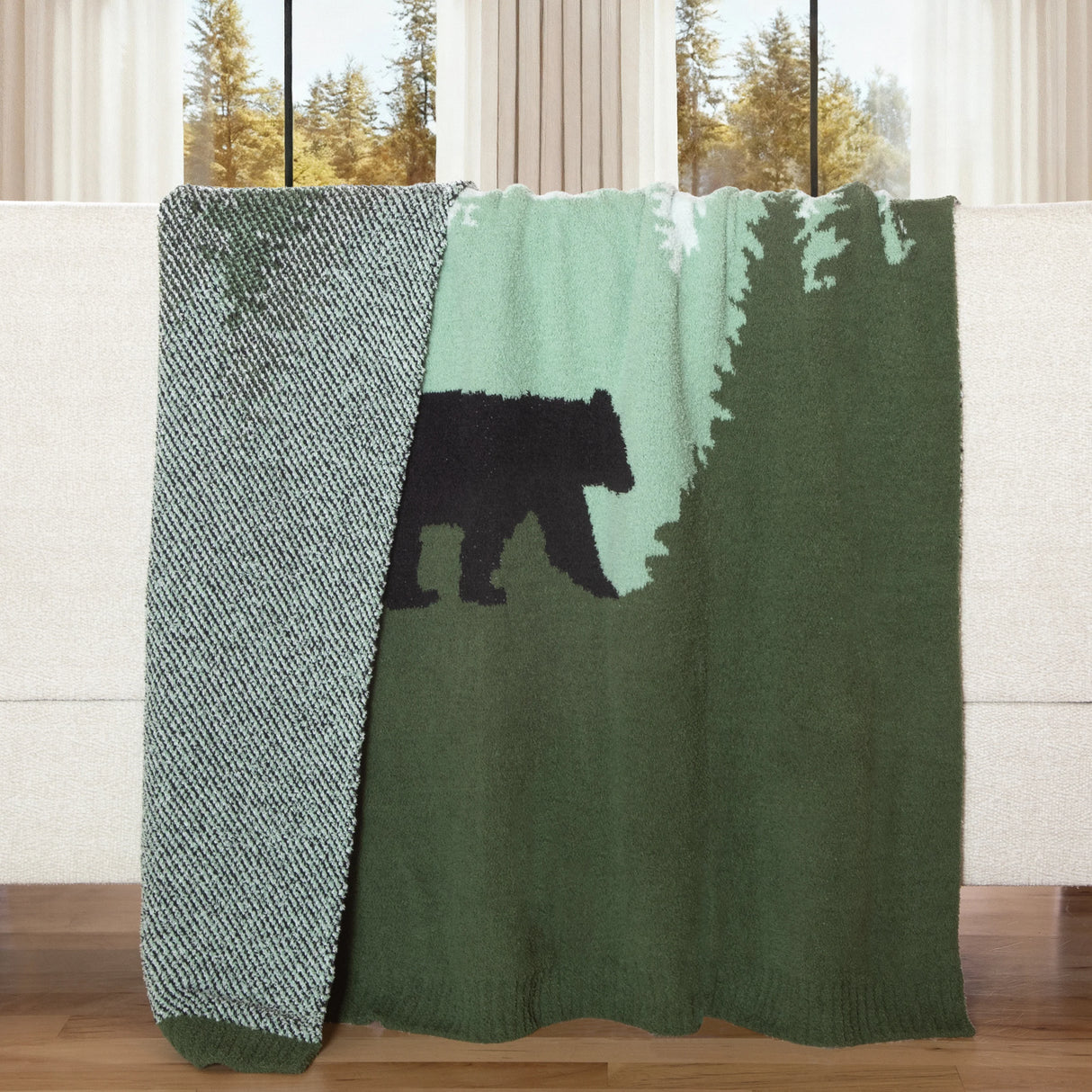 Green Mountains Bear Stretchy Throw