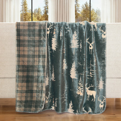 Deer Watch Double Sided Plush Throw