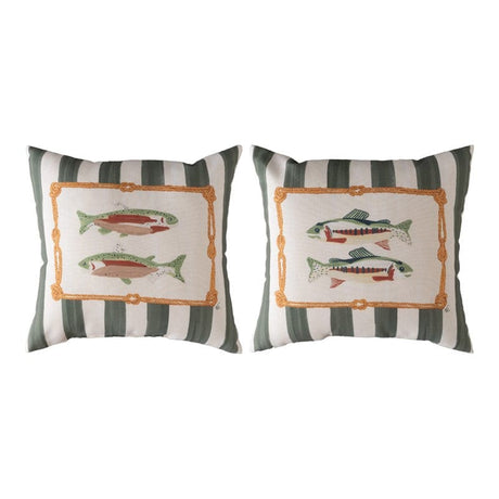 Fishing Stripe Green Pillow