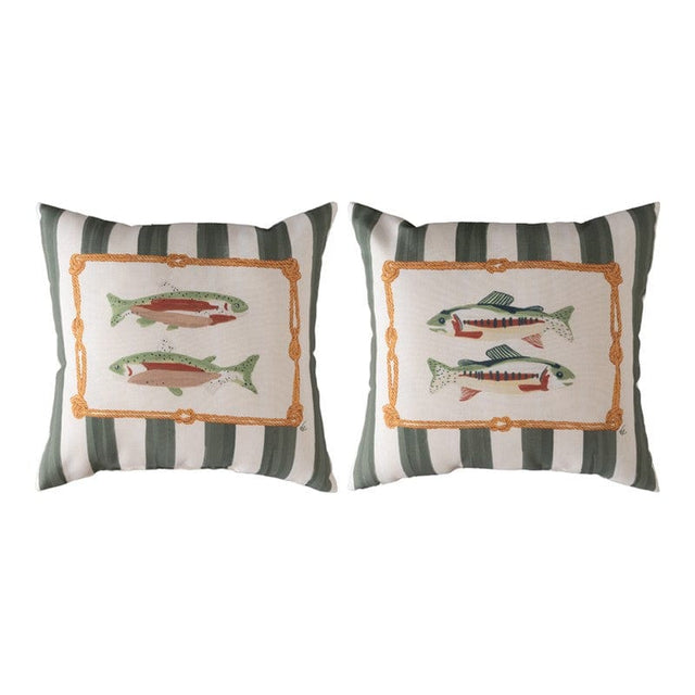 Fishing Stripe Green Pillow