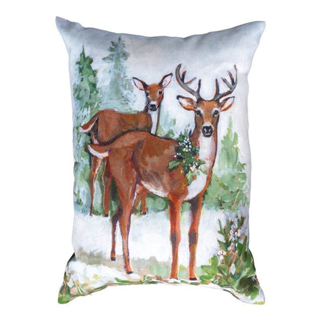 Winter Snows Deer Pillow
