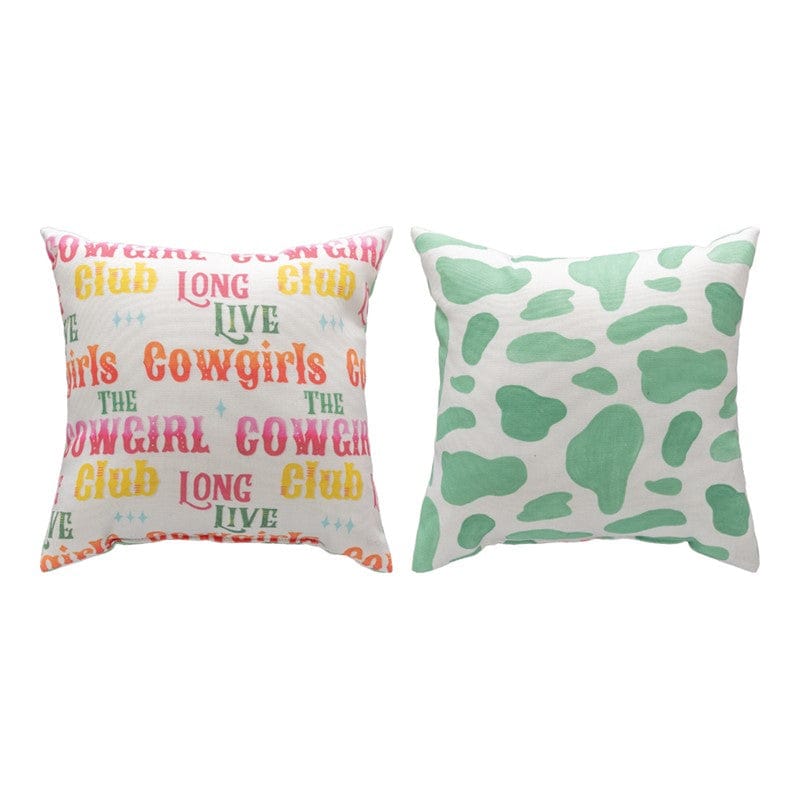 Cowgirl City Green Pillow