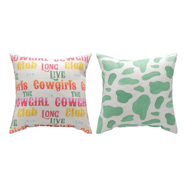 Cowgirl City Green Pillow