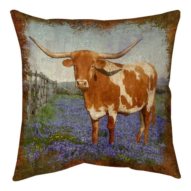 Longhorn & Bluebonnets Pillow