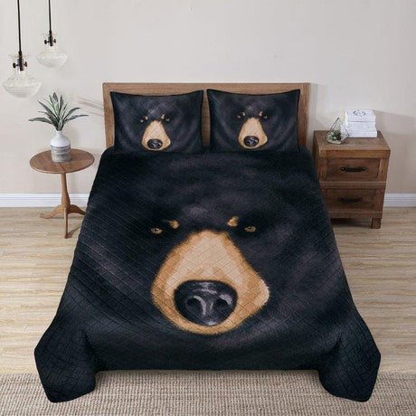 Black Bear Headshot Quilt Set